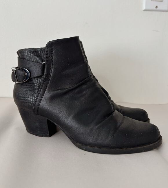 BareTraps Shoes - Black Baretraps Reliance Faux Leather Silver Buckle Booties 6.5